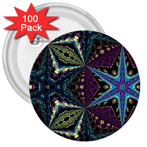 Ornate star 3  Buttons (100 pack)  from ArtsNow.com Front