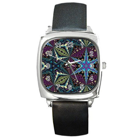 Ornate star Square Metal Watch from ArtsNow.com Front