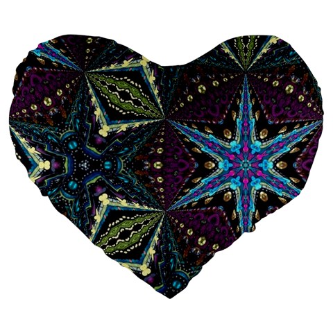 Ornate star Large 19  Premium Heart Shape Cushions from ArtsNow.com Front