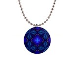 Blue ornate 1  Button Necklace