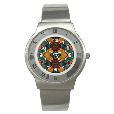 Teal and orange Stainless Steel Watch from ArtsNow.com Front