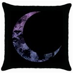 Floral pink and purple moon Throw Pillow Case (Black)