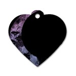 Floral pink and purple moon Dog Tag Heart (One Side)