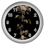 Dark Rose Poster Wall Clock (Silver)