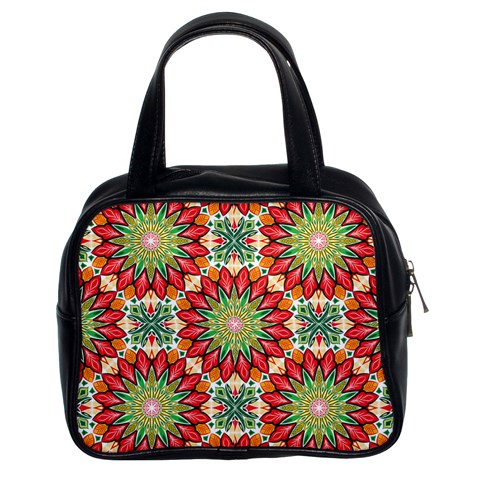 Red Green Floral Pattern Classic Handbag (Two Sides) from ArtsNow.com Front