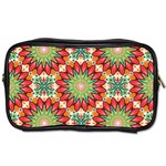 Red Green Floral Pattern Toiletries Bag (Two Sides)