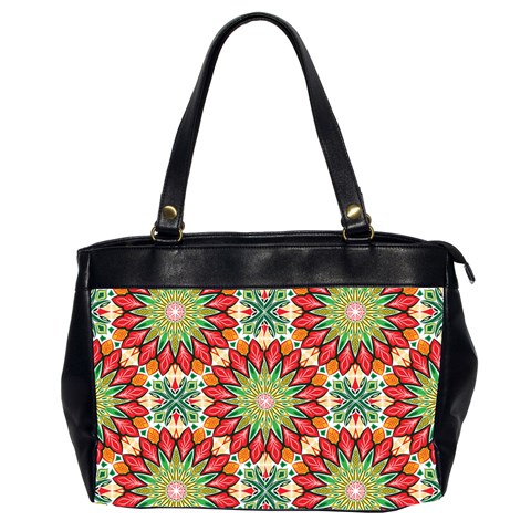 Red Green Floral Pattern Oversize Office Handbag (2 Sides) from ArtsNow.com Front