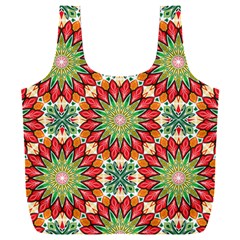 Red Green Floral Pattern Full Print Recycle Bag (XXXL) from ArtsNow.com Front