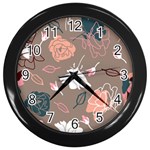 Rose -01 Wall Clock (Black)