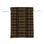 Luxury Golden Oriental Ornate Pattern Lightweight Drawstring Pouch (L)