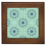 Mint floral pattern Framed Tile