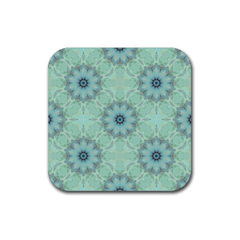 Mint floral pattern Rubber Coaster (Square)  from ArtsNow.com Front