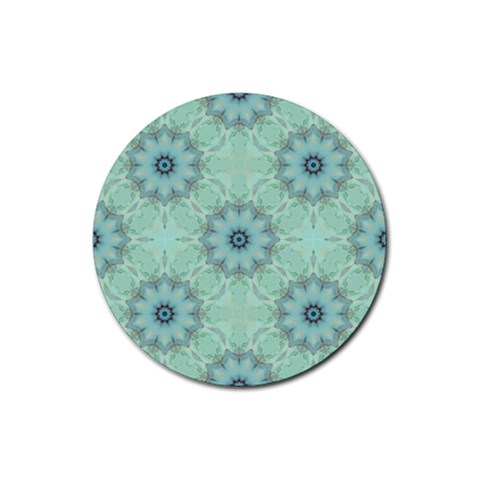 Mint floral pattern Rubber Coaster (Round)  from ArtsNow.com Front