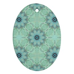 Mint floral pattern Oval Ornament (Two Sides) from ArtsNow.com Back