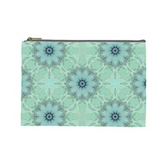 Mint floral pattern Cosmetic Bag (Large) from ArtsNow.com Front