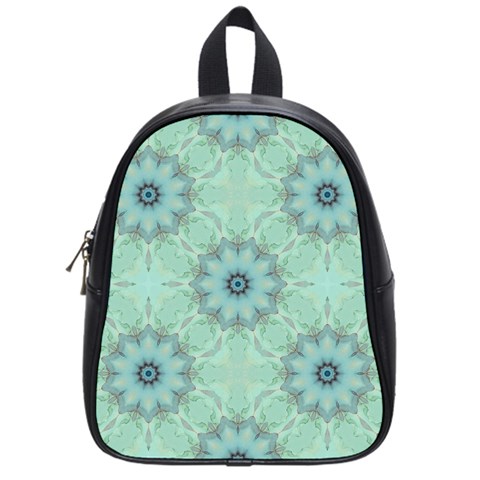 Mint floral pattern School Bag (Small) from ArtsNow.com Front