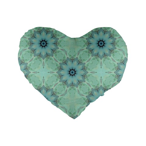 Mint floral pattern Standard 16  Premium Heart Shape Cushions from ArtsNow.com Front