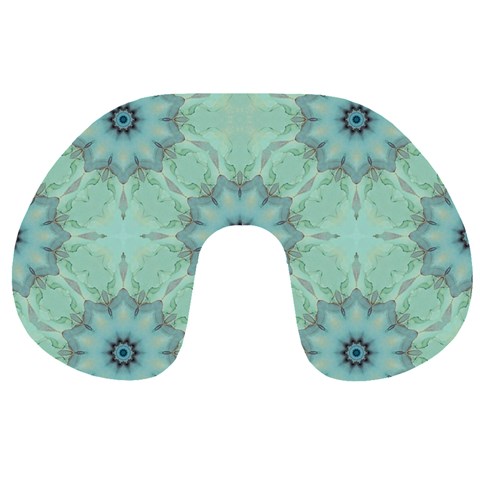 Mint floral pattern Travel Neck Pillow from ArtsNow.com Front