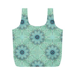 Mint floral pattern Full Print Recycle Bag (M) from ArtsNow.com Front