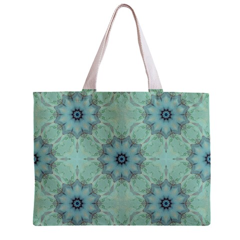 Mint floral pattern Zipper Mini Tote Bag from ArtsNow.com Front