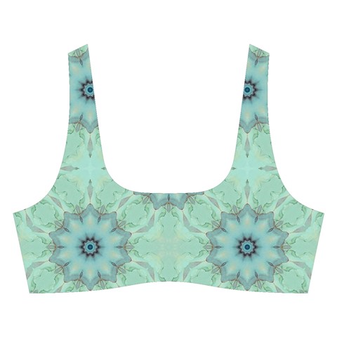 Mint floral pattern Cross Back Hipster Bikini Set from ArtsNow.com Front