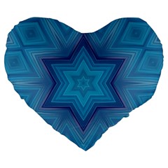 Blue star Large 19  Premium Heart Shape Cushions from ArtsNow.com Front