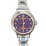 Purple and gold Round Italian Charm Watch