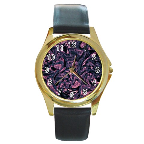 Mad Hatter Round Gold Metal Watch from ArtsNow.com Front