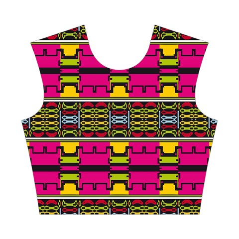 Pink yellow green shapes                                                       Cotton Crop Top from ArtsNow.com Front