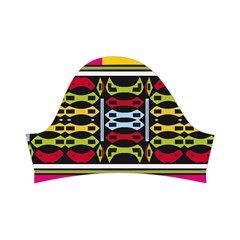 Pink yellow green shapes                                                           Kids  Short Sleeve Velvet Dress from ArtsNow.com Left Sleeve