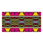 Pink yellow green shapes                                                   Satin Shawl