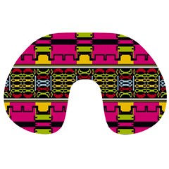 Pink yellow green shapes                                                       Travel Neck Pillow from ArtsNow.com Back