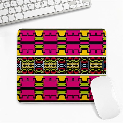 Pink yellow green shapes                                                       Large Mousepad from ArtsNow.com Front
