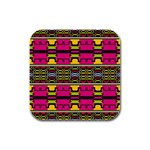 Pink yellow green shapes                                                       Rubber Square Coaster (4 pack