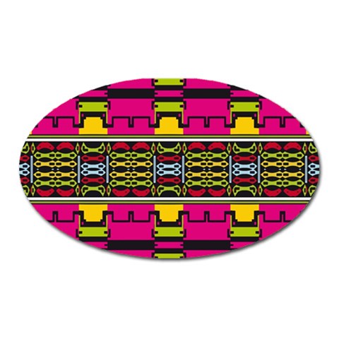 Pink yellow green shapes                                                       Magnet (Oval) from ArtsNow.com Front