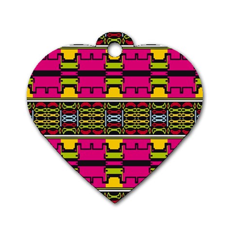 Pink yellow green shapes                                                       Dog Tag Heart (One Side) from ArtsNow.com Front