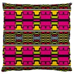Pink yellow green shapes                                                      Large Flano Cushion Case (Two Sides)