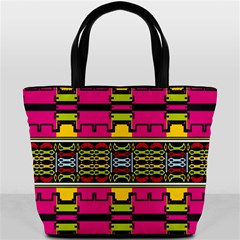 Pink yellow green shapes                                                       Bucket Bag from ArtsNow.com Back