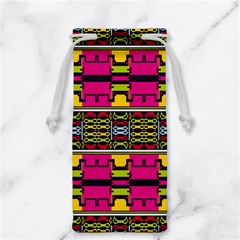 Pink yellow green shapes                                                       Jewelry Bag from ArtsNow.com Front