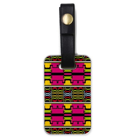 Pink yellow green shapes                                                       Luggage Tag (one side) from ArtsNow.com Front