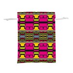 Pink yellow green shapes                                                   Lightweight Drawstring Pouch (L)
