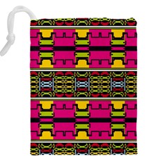 Pink yellow green shapes                                                   Drawstring Pouch (5XL) from ArtsNow.com Back