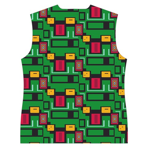 Rectangles on a green background                                                     Women s Button Up Puffer Vest from ArtsNow.com Back