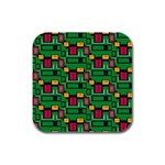 Rectangles on a green background                                                        Rubber Square Coaster (4 pack