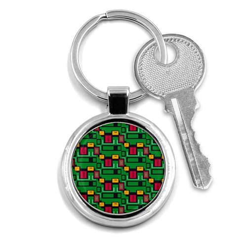 Rectangles on a green background                                                        Key Chain (Round) from ArtsNow.com Front