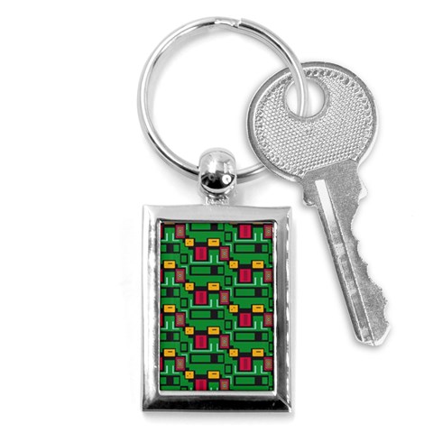 Rectangles on a green background                                                        Key Chain (Rectangle) from ArtsNow.com Front