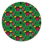 Rectangles on a green background                                                        Magnet 5  (Round)