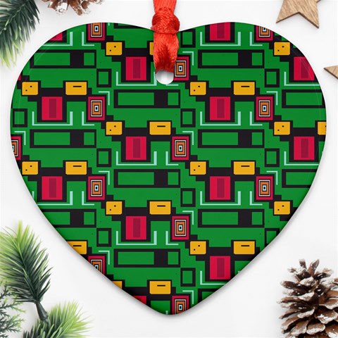 Rectangles on a green background                                                        Ornament (Heart) from ArtsNow.com Front