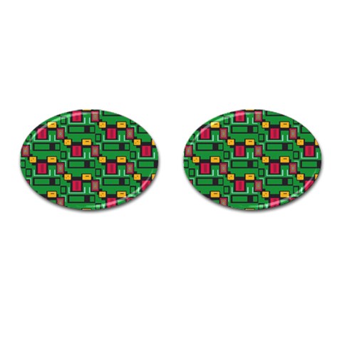 Rectangles on a green background                                                        Cufflinks (Oval) from ArtsNow.com Front(Pair)