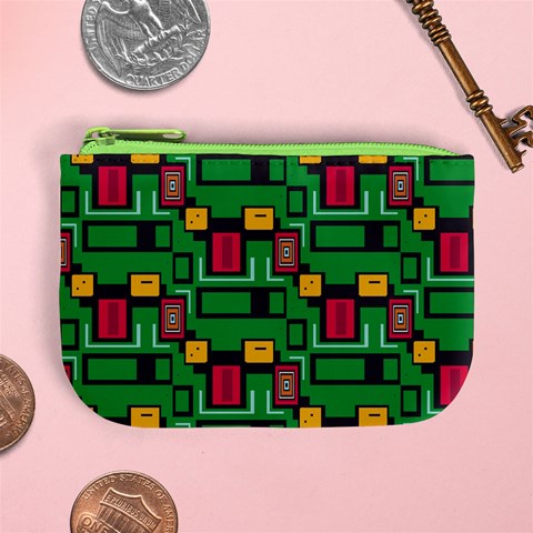 Rectangles on a green background                                                       Mini Coin Purse from ArtsNow.com Front